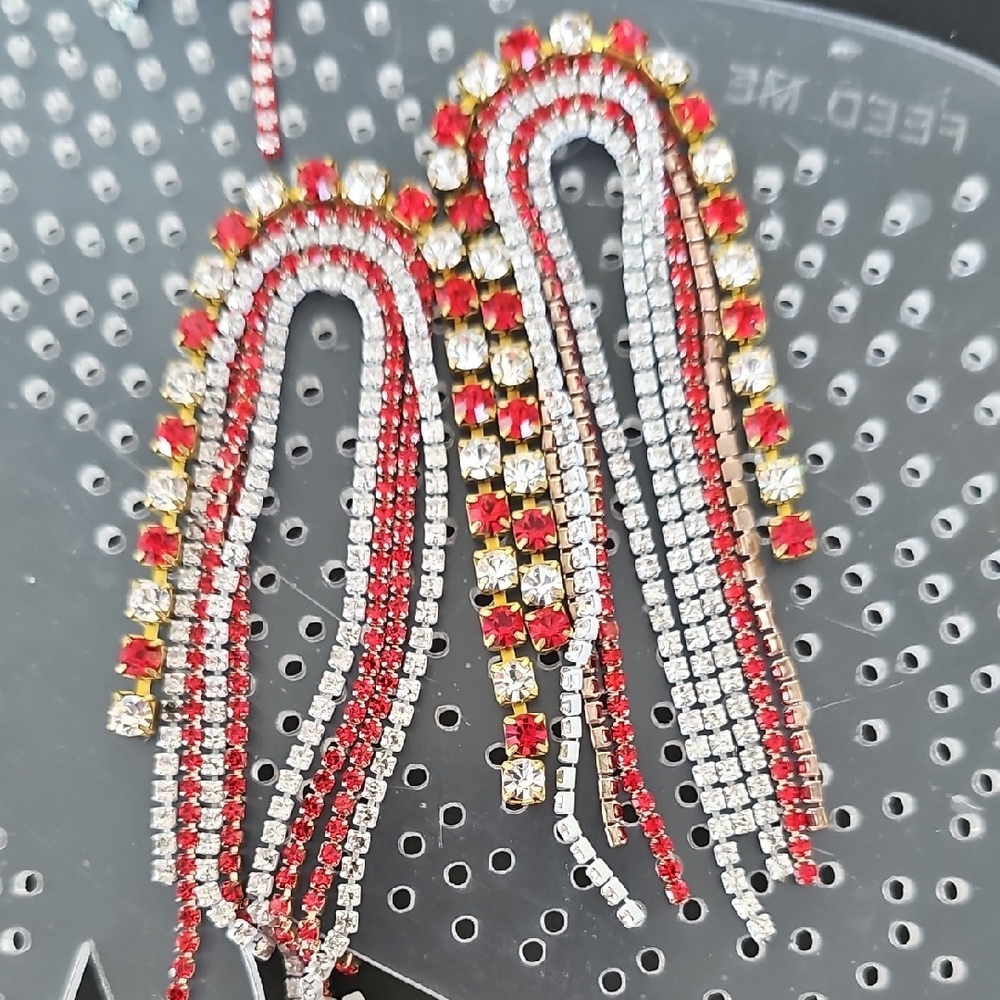 Glamorous Red and Gold Crystal Drop Earrings